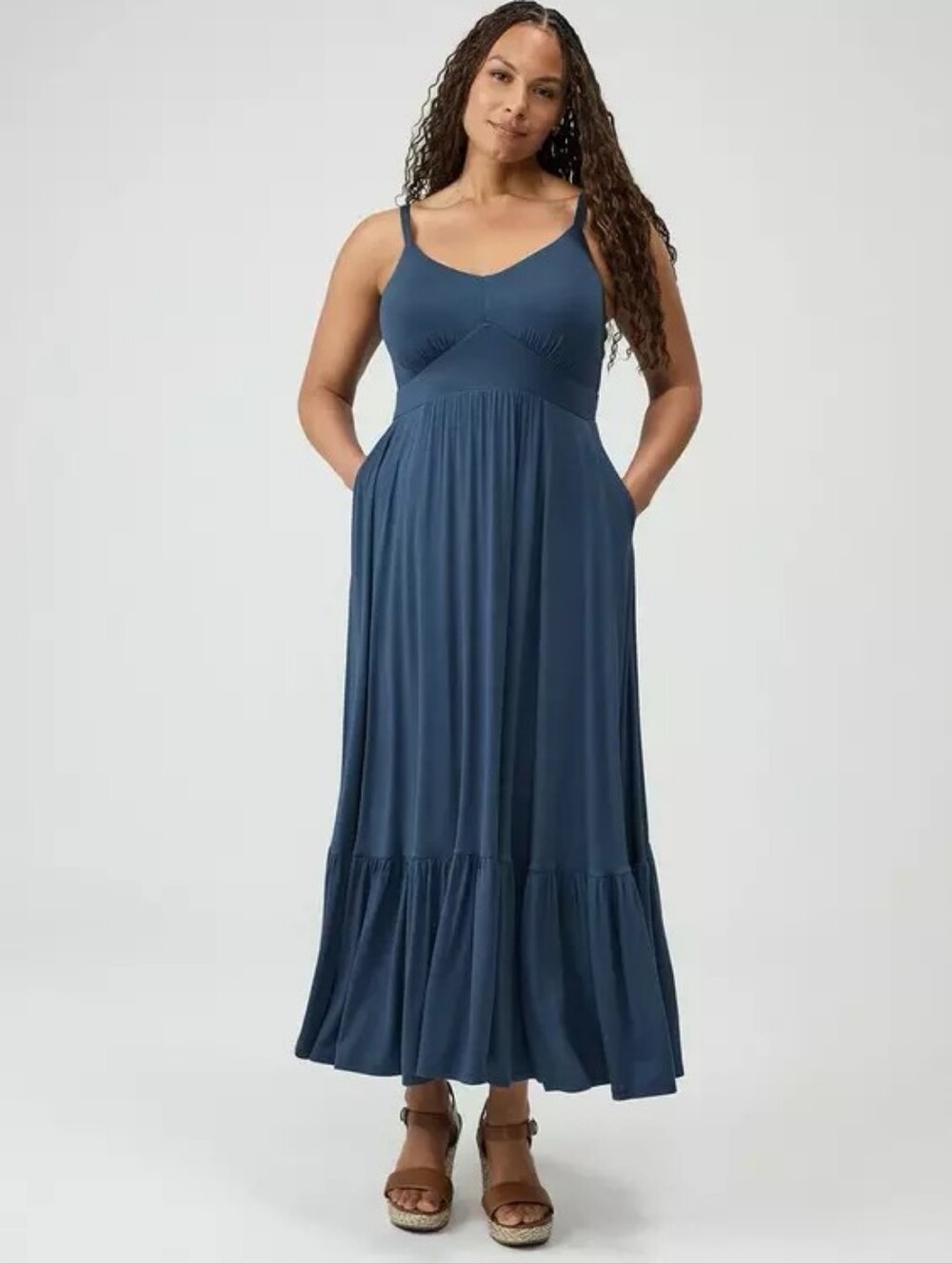 Torrid Midnight Navy Blue Super Soft Jersey Tiered Maxi Dress Size 1X NWT - Picture 6 of 7